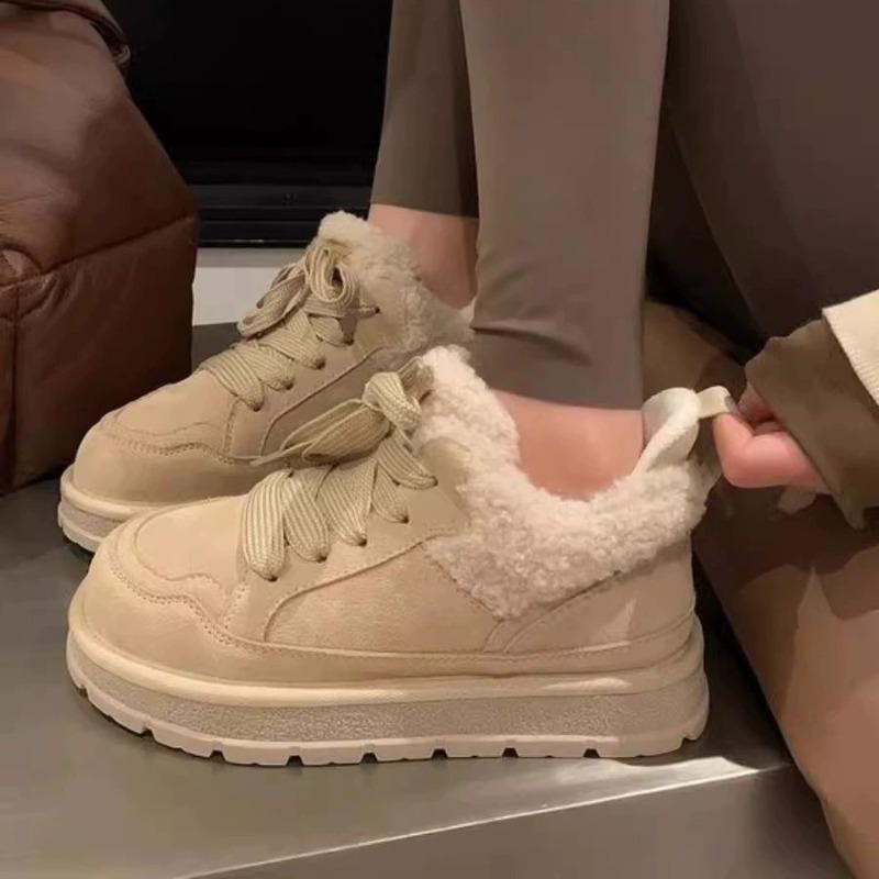 New Thick-soled Cotton Shoes with Fleece Snow Boots and Cotton Board Shoes for Women