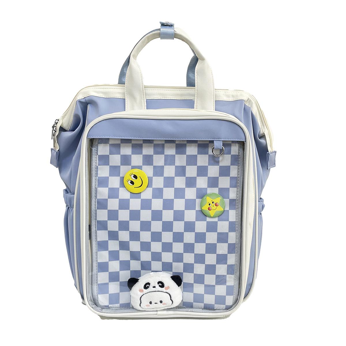 

2025 новые популярные элементы большая вместимость модный клетчатый рюкзак для путешествий с дорожным рюкзаком студенческий школьный рюкзак single package синий