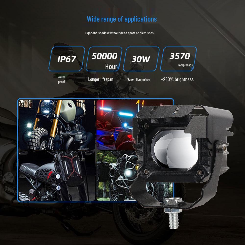 Cross-border LED Spotlight for Cars & Motorcycles: Yellow/White, High/Low Beam, External Light for Electric and Modified Vehicles