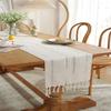 Household Table Runners With Tassels Country Style Solid Color Hand Woven Hollow Table Cover 33 X 183cm