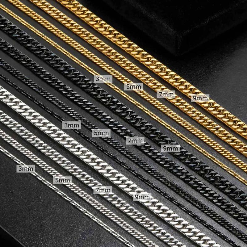 Chunky Miami Cuban Chain Necklaces for Men Women,Silver Color Stainless Steel Metal Chain Collar,Basic Classic Jewelry Gift