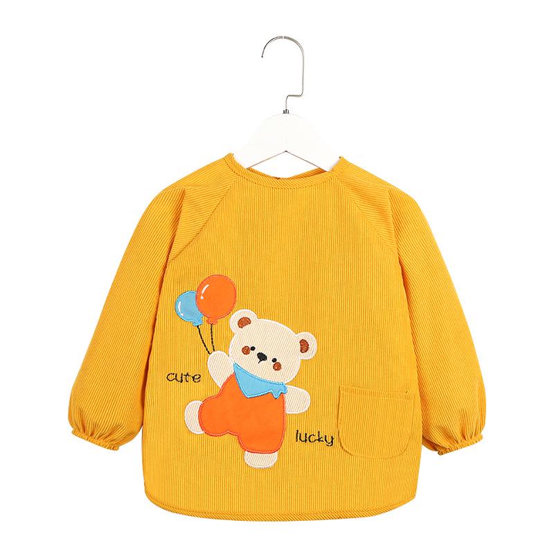 Wasserdichte Cord-Latzhose für Kinder, Baby-Lätzchen, Unisex-Schürze - Fleckenabweisend, Langarm zum Essen