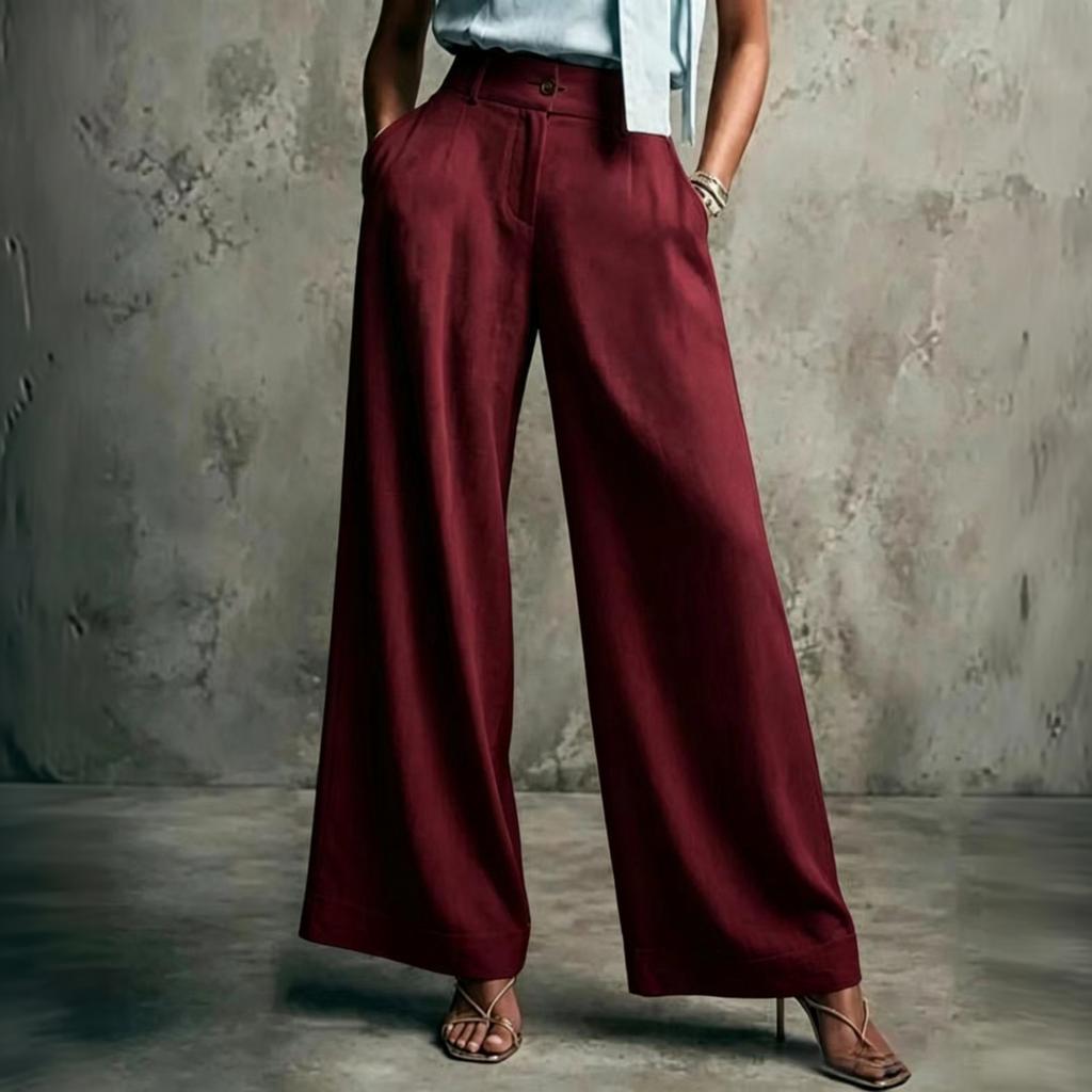 Women's High Waist Wide Leg Pants Loose Fit Casual Trousers Lightweight Comfortable Relaxed Fit Full Length