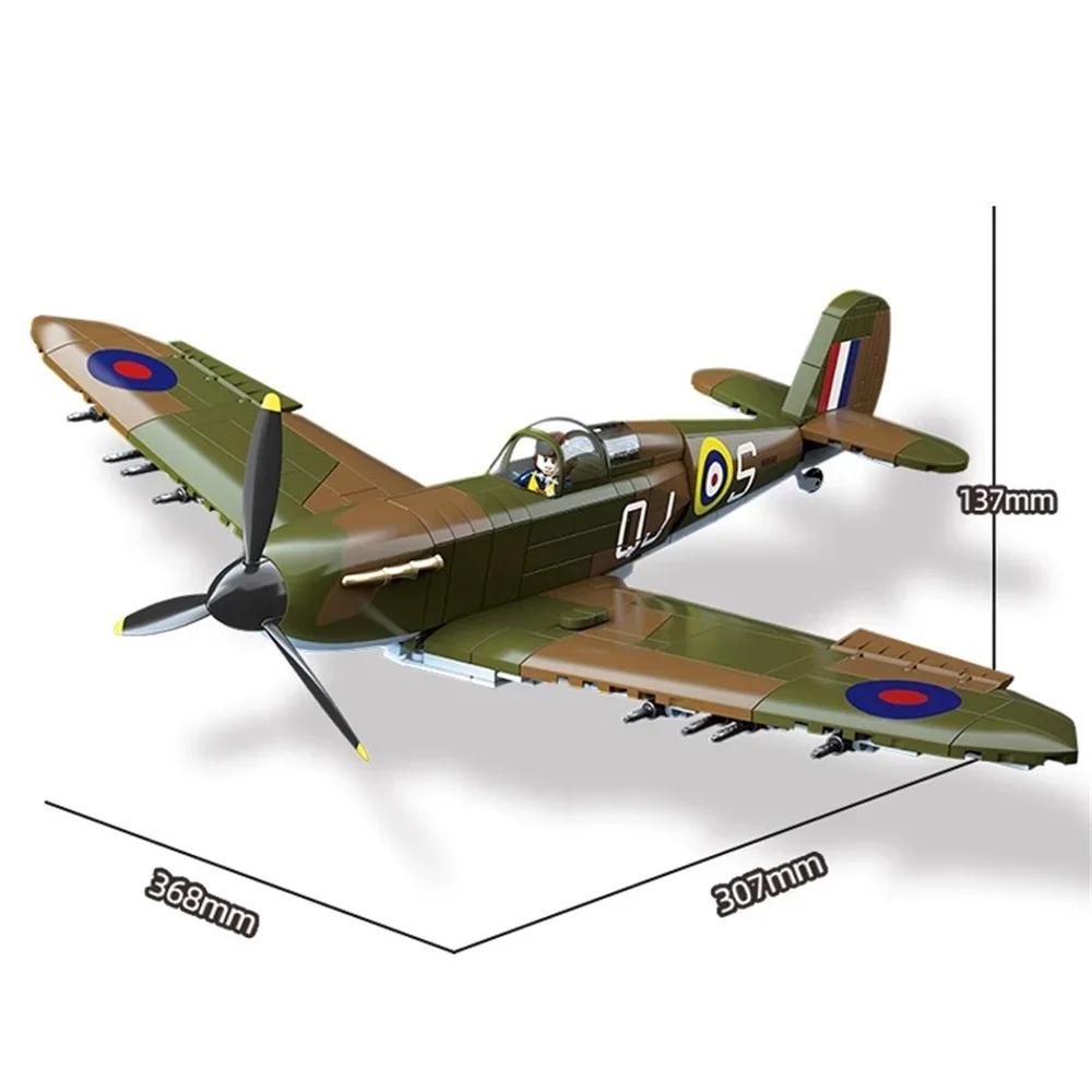 World War 2 WW2 Army Military Soldiers SWAT UK: Spitfire Fighter F MK. la type Model Building Blocks Bricks Children's Toys Gift
