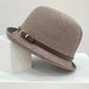 Curled Edge Short Eave Top Hat Women's Summer Fashion Basin Hat Sun Protection and Shading Dome Knitted Sun Hat