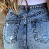 Women Summer Denim Skirt High Waist Button Zipper Fly Mini Skirt Ripped Holes Irregular Hem Hip Wrapped Skirt Streetwear