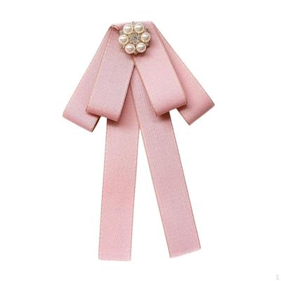 Women Bow Tie Brooch Ribbon Easy To Wear Decor Bachelor Dress Neckties Pin On Back for