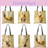 Handbag Linen With Totes Women Deer Print Casual Traveling Beach Gift Bags