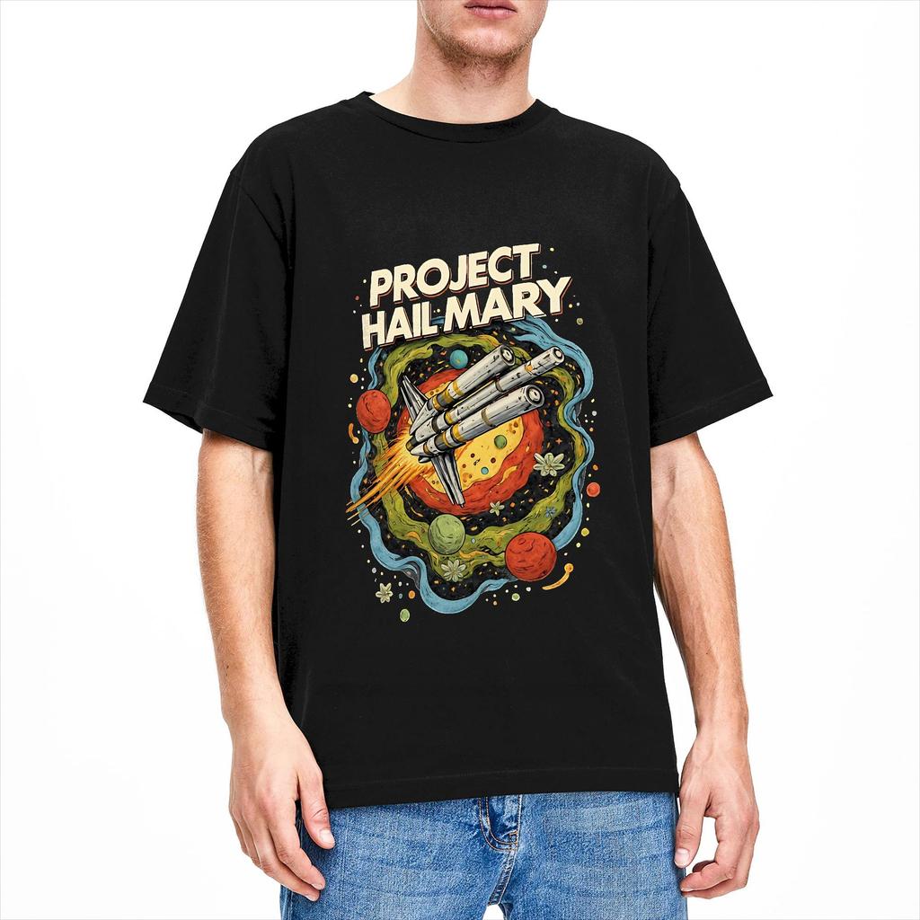 Casual Amaze Jazz Hands Project Hail Mary TShirt for Men Round Collar Cotton T Shirt Short Sleeve Tees Plus Size Clothing