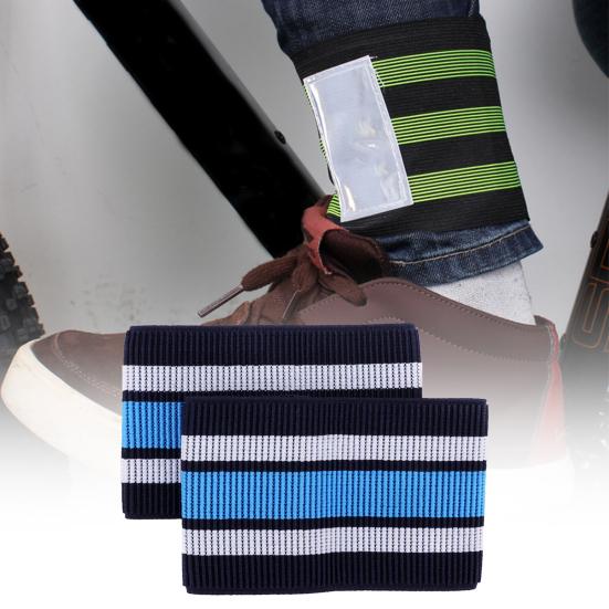 2Pcs Three-color Striped Ankle Bands Elastic Cycling Leg Straps for Outdoor Activities
