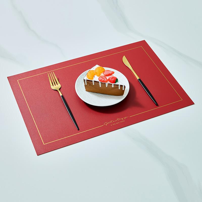 In Stock Waterproof Leather/PVC Placemat: Western Dining and Heat-Resistant Square Mat for Living Room or Hotel Use.