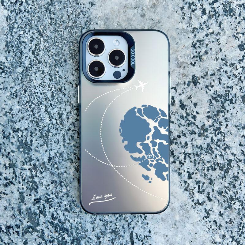 Aircraft Airplane Heart Couple Phone Case For Apple iPhone 16 15 13 12 11 Pro Max 13 Mini 14pro Max Plus Shockproof Laser Covers
