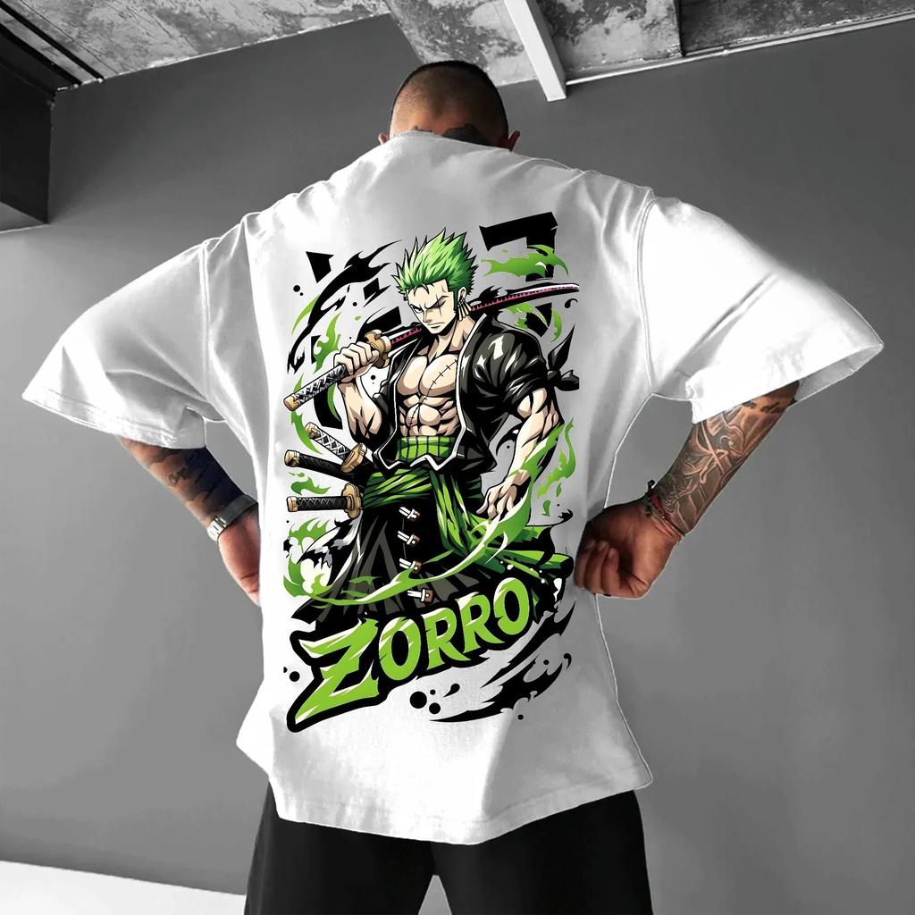 Produits Dérivés ONE PIECE T-shirt Streetwear Homme Impression Oversize Zoro Été Décontracté Coton Respirant Hauts Décontractés