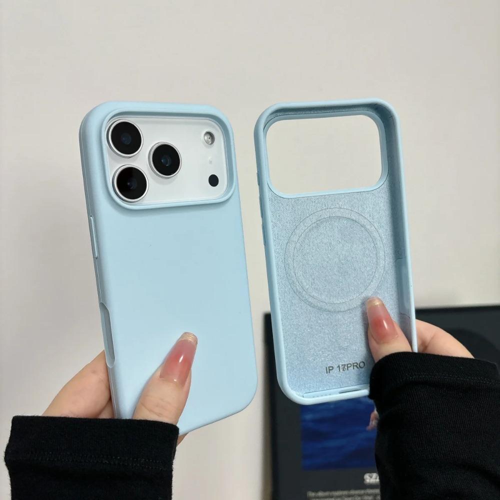 Official Solid Color Liquid Silicone Magsafe Phone Case for IPhone 17 Pro Max 16 15 14 13 12 11 Magnetic Wireless Charge Cover