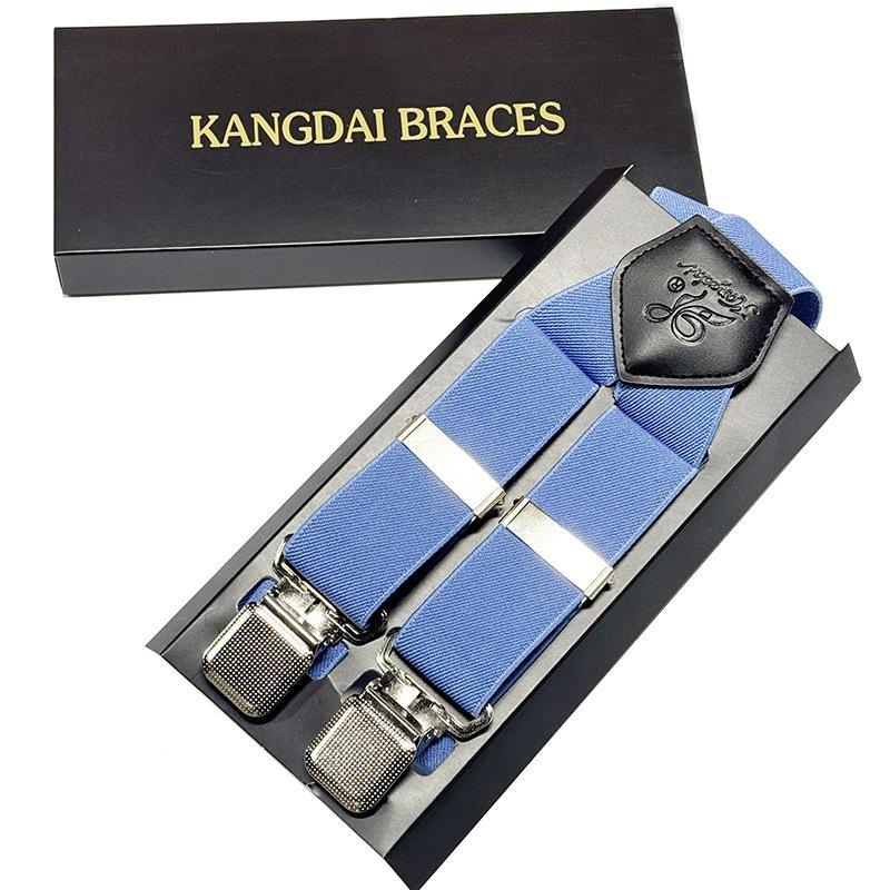 Suit Strap Clip Men'S Anti-Drop Four Clip Buckle 3.5Cm Elastic Elastic Adjustment Dress Suspender Belt