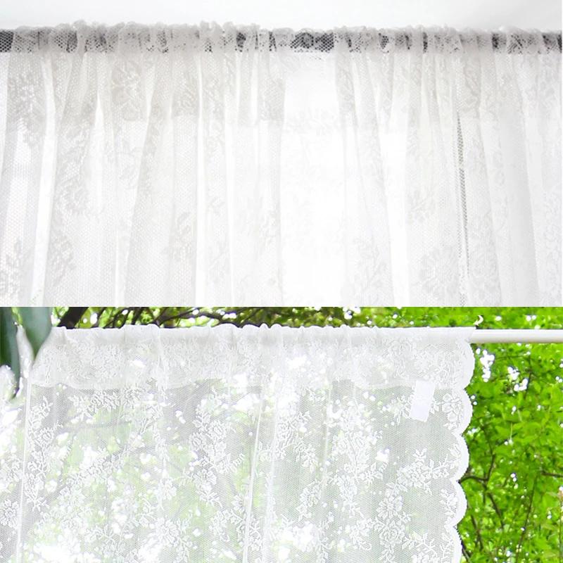 White Lace Curtain Living Room Decorative Curtain Door Window Cabinet Curtains Bedroom Floating Tulle Sheer Window Shade