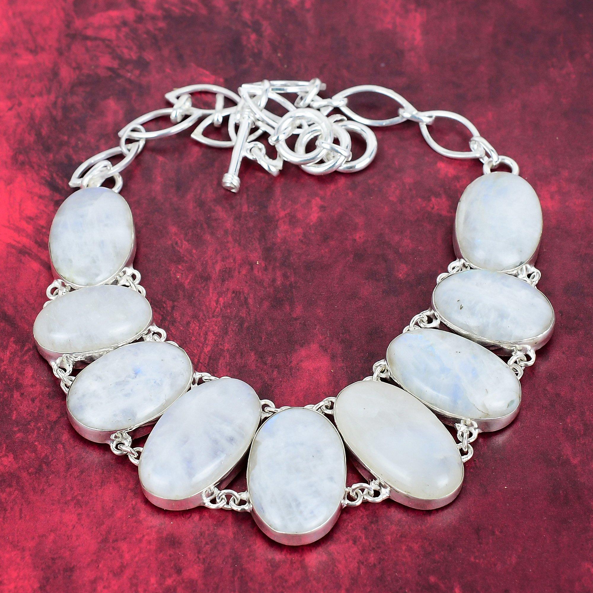 

Ювелирные изделия из радужного лунного камня, ожерелье ручной работы, регулируемая цепочка из стерлингового серебра 925 пробы, для подарка на помолвку Adjustable with 18 inches белый