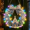 Funkelndes Edelstein Bastelset DIY Acryl Weihnachten Kunstperlen Aufhänge-Set, Beleuchteter Kranz 3D Perlen-Sets für Erwachsene Set mit LED-Lichterkette