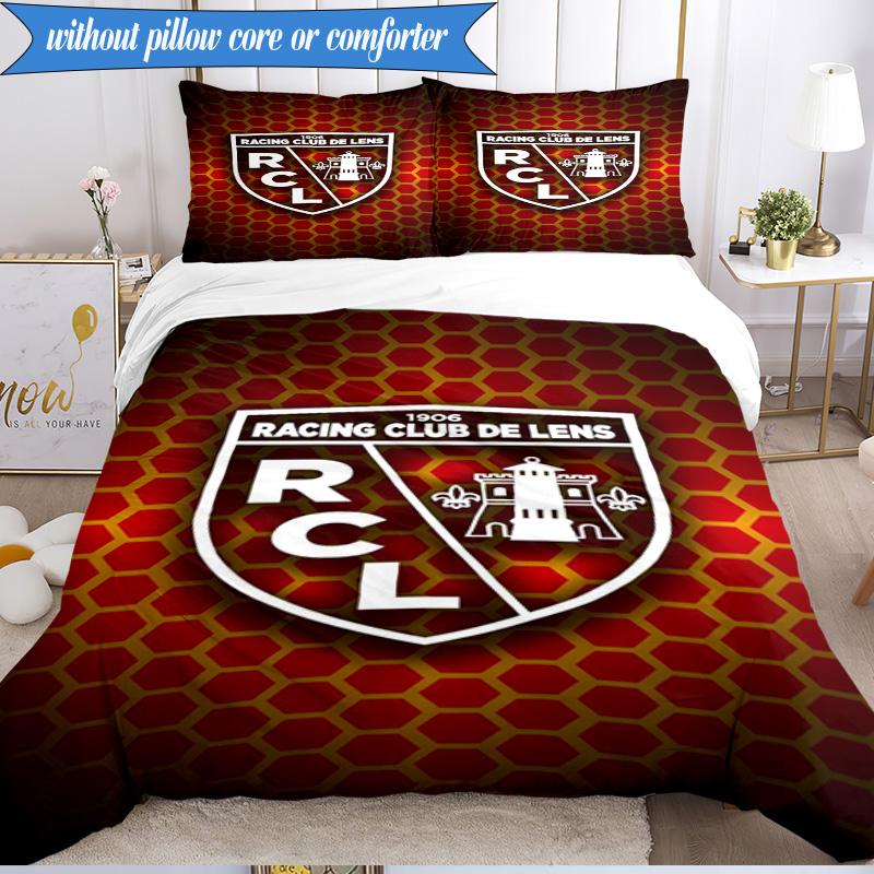 Racing Club De Lens Crest 3pcs Bedding,Including 1pc Duvet Cover And 2pcs Pillowcases Perfect for Christmas,Ideal for Bedroom, Dormitory