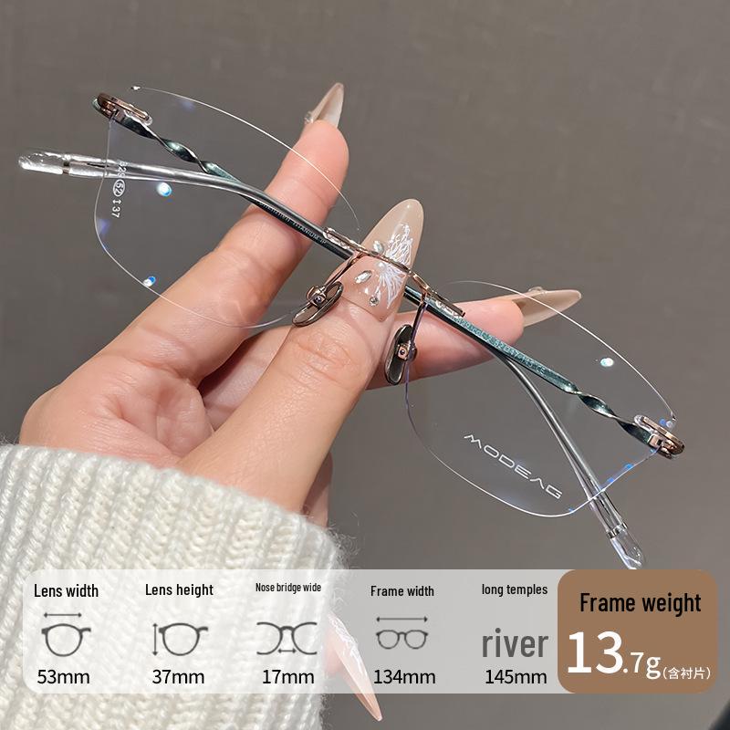 

Женские роскошные ультралегкие титановые очки для миопии кошачий глаз без оправы с дизайном бабочки