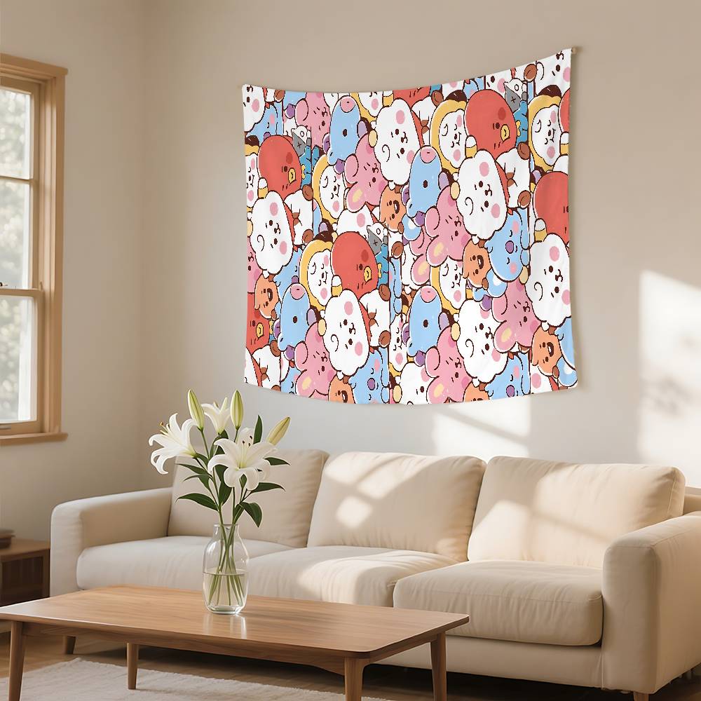 Cute CartoonAbt21S Kawaii Tapestry Wall Hanging Tapestry Art Deco Blanket Curtain Hanging At Home Bedroom Living Room Decor