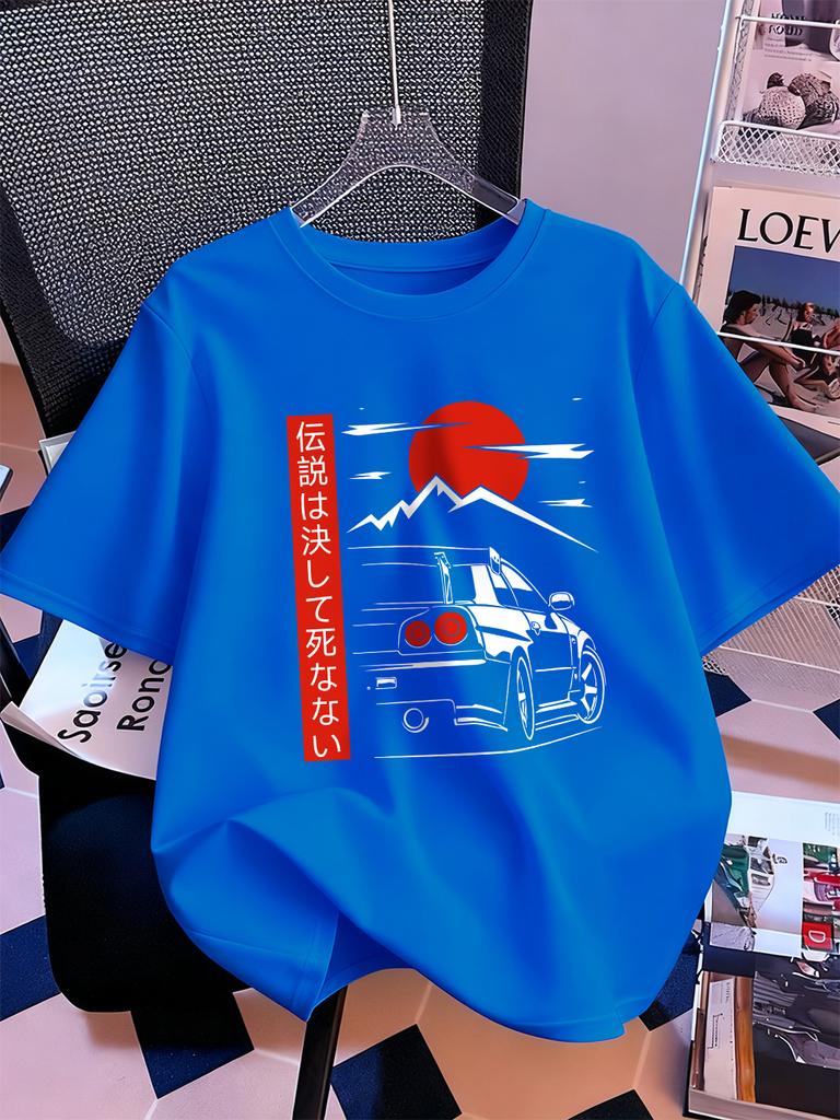 Car Is Heading At Sunrise Prints TShirts Women Summer Cotton Short Sleeve Tops ONeck Comfortable Loose T Shirt Casual Clothes