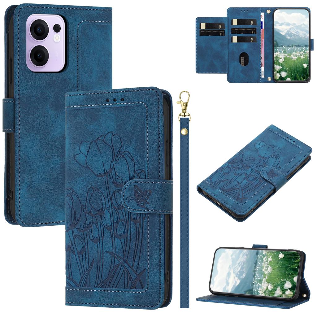 For Oppo Reno13 F 5G (Reno 13 FS 5G)/4G Case Tulip Leather Phone Cover with 5 Card Slots Wallet