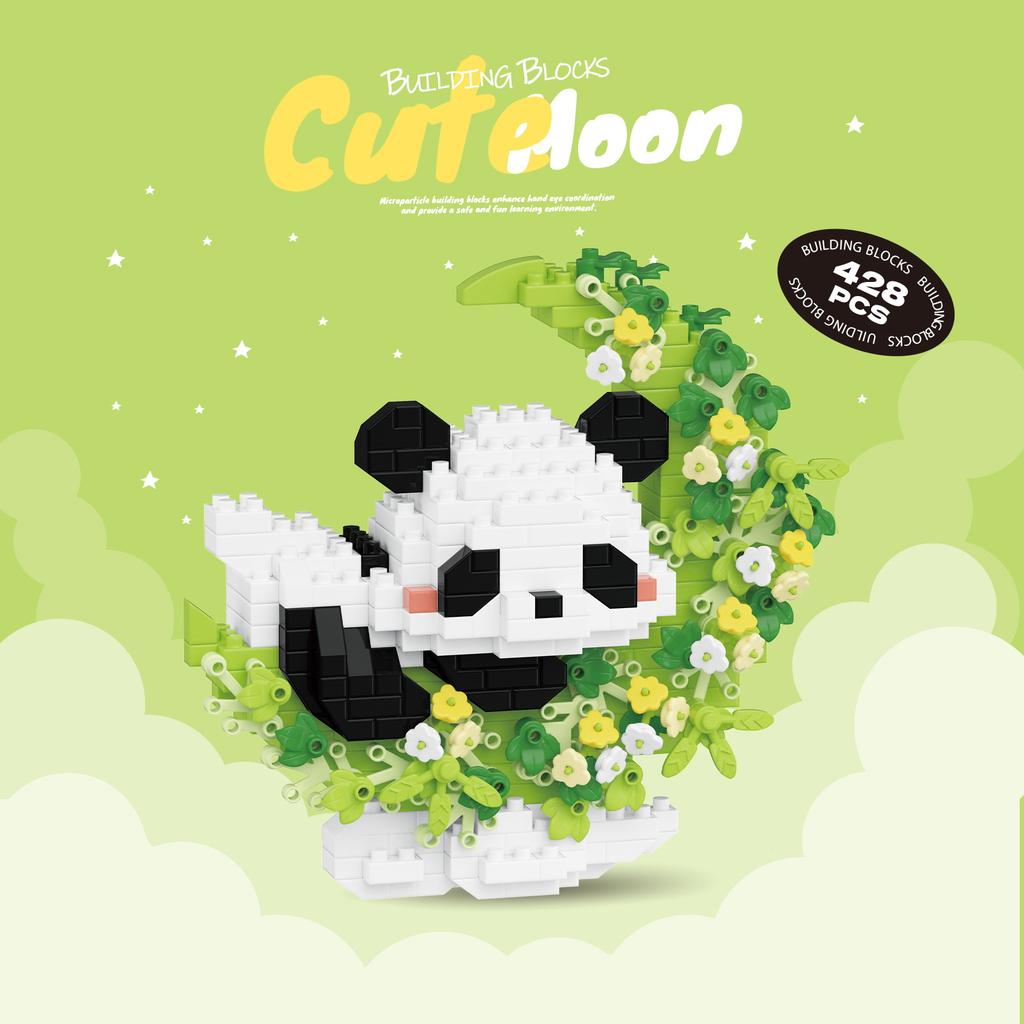 Cute Pets With Flowers Micro Building Blocks Cartoon Figures Animals Cats Panda Sanrio Disney Ornament Christmas Gifts