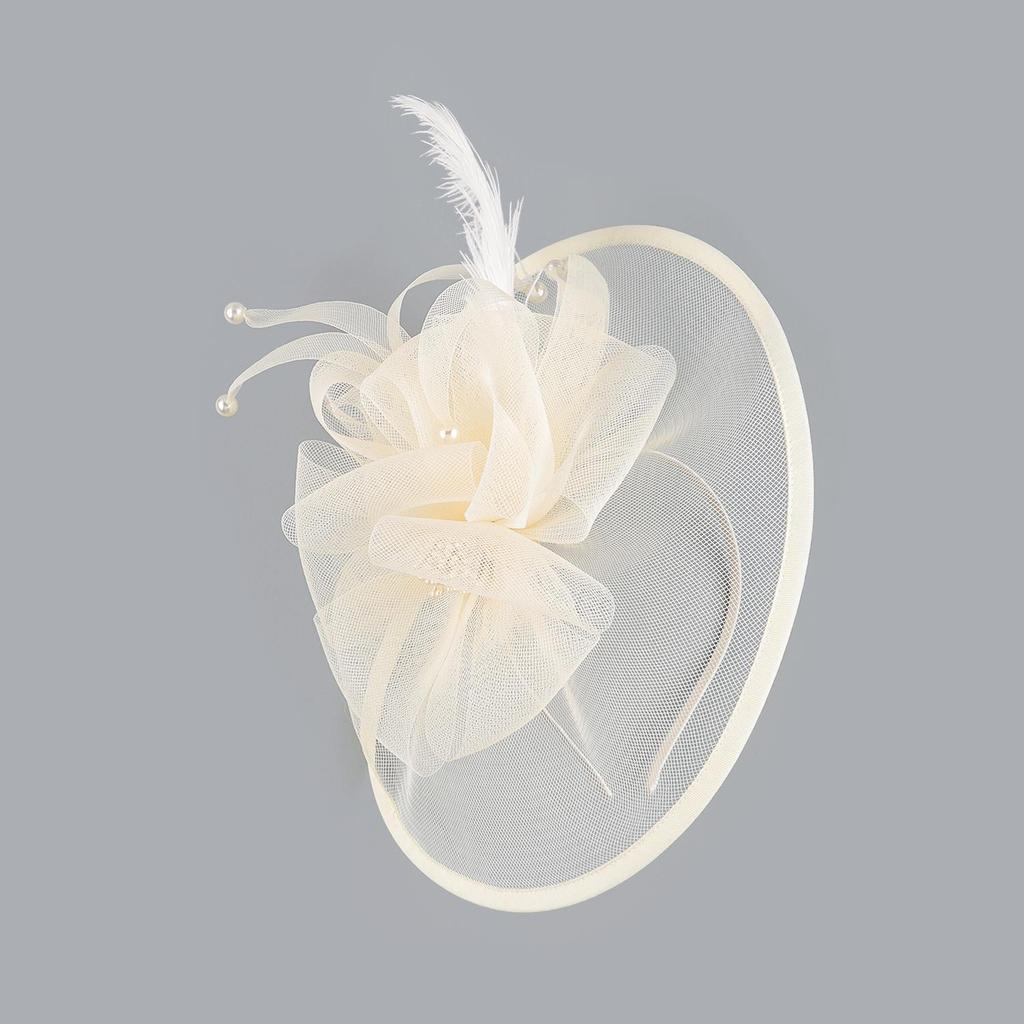 Vintage Women Fascinator Hat Feather Bridal Headpiece Chic Feather Mesh Headband for Women