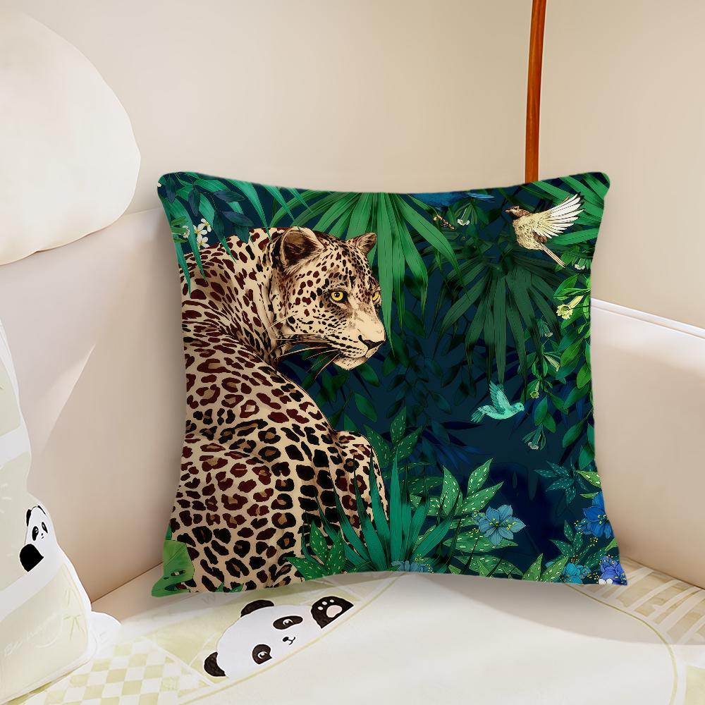Fashion animal leopard cushion cover Pillow Case Plush Fabric Soft Double Sided Print Sofa Cushion Cover Throw Pillow Covers
