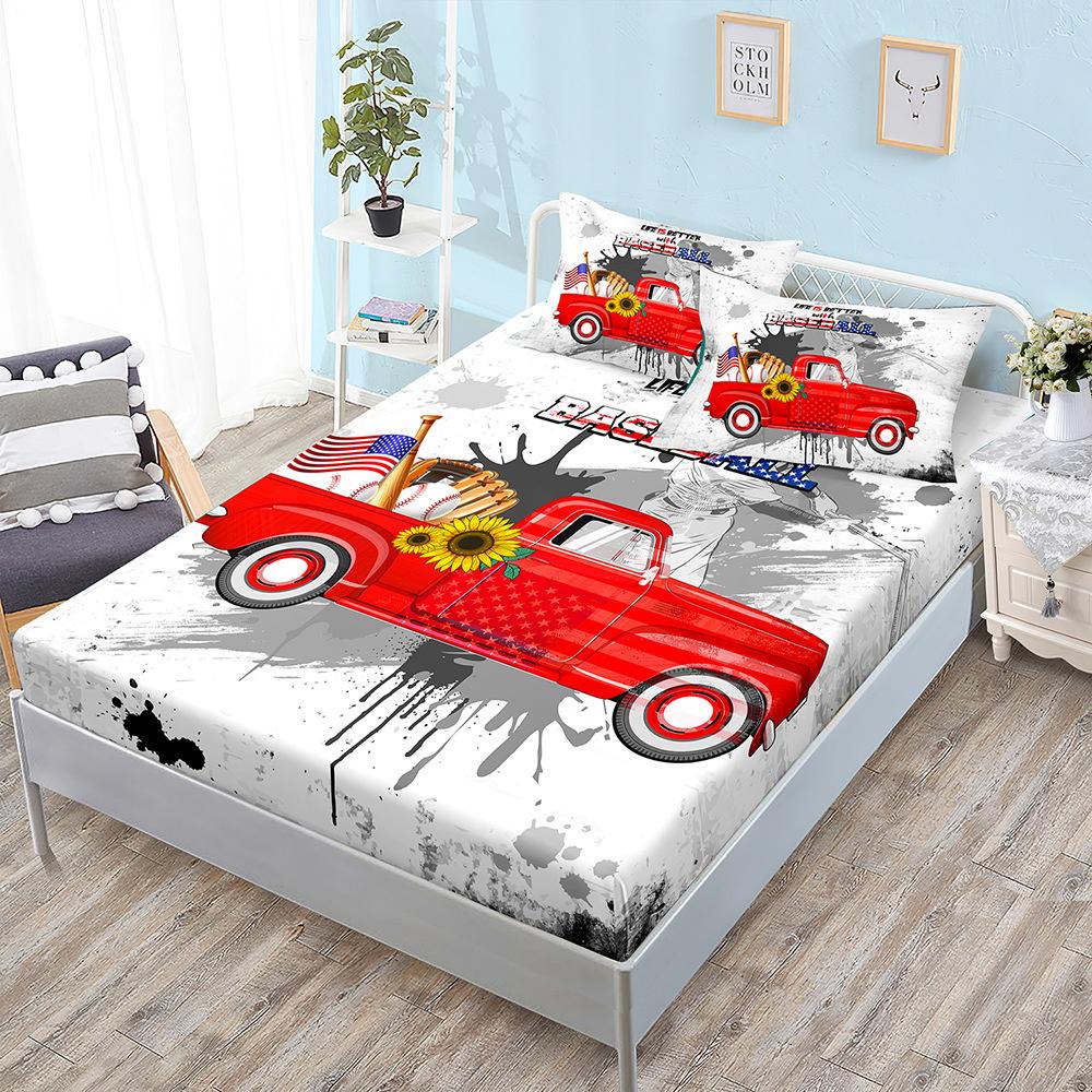 Basketball Boys Fitted Sheet Set Twin Full King Bed Fitted Sheets for Kids Teens Football Bed Set with Pillowcase Bedroom Decor