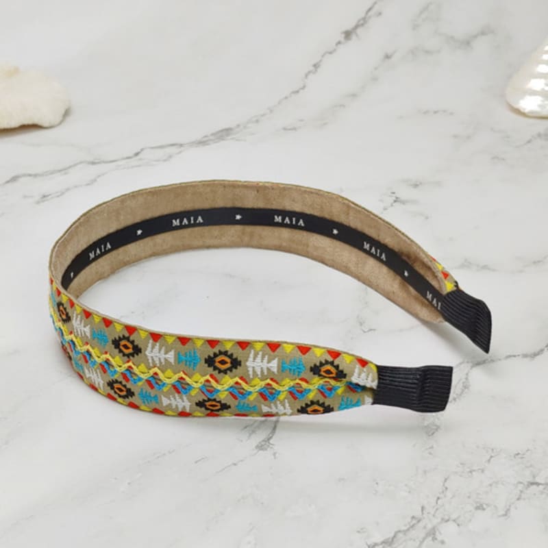 MAIA Geometric Pattern Headband - Beige
