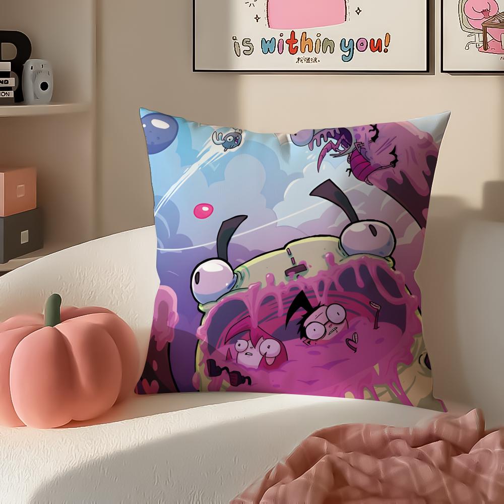 Weird Wacky Absurd Animated Series IInvader Zim Cushion Cover Pillowcase Short Plush Invisible Zipper Room Sofa Cushion Cover