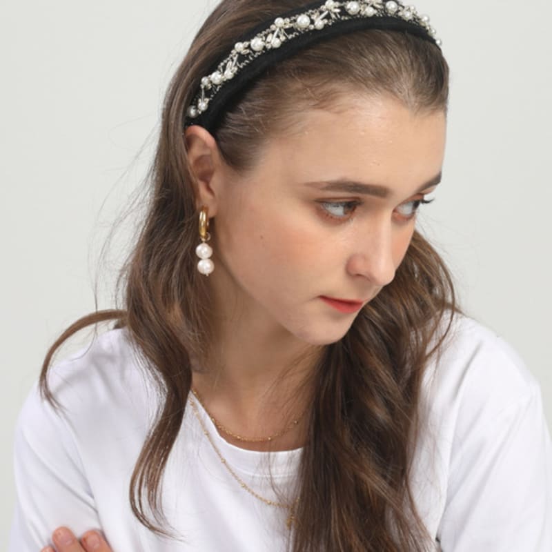 LALA Perle Ethnisches Haarband - Schwarz