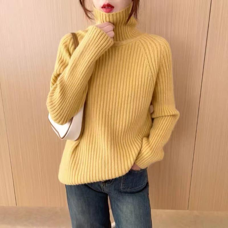 Lazy Wind Soft Waxy Loose Turtleneck Pullover Women's Autumn and Winter New Thin Versatile Knitted Bottoming Shirt Top