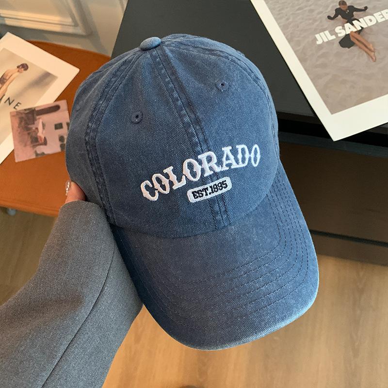 Embroidered Colcrado Letter Wide Brim Baseball Cap For Women Protection Sun