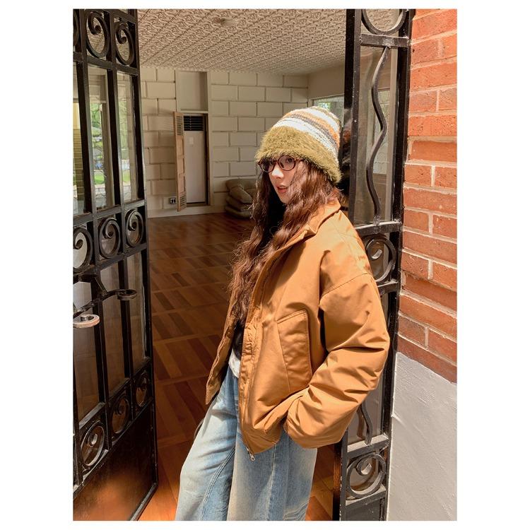 Retro Couple Pilot Bomber Jacket Women Winter Padded Baseball Coat High Street Vintage Cotton Jacket