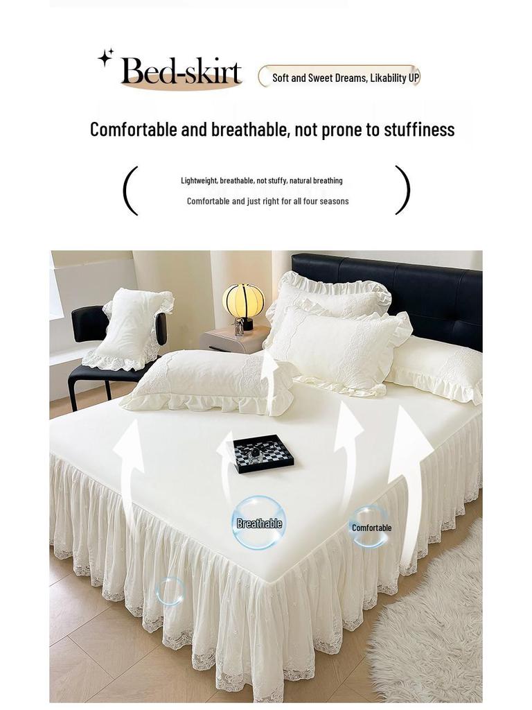 Lace Princess Floor-Length Bed Sheet with Ruffled Hem