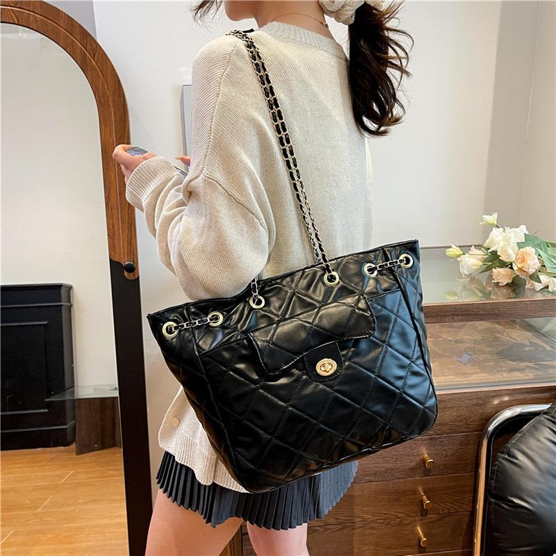 Summer New Women's Diamond One-shoulder Messenger Bag Chain Large-capacity Removable Commuter Tote Bag