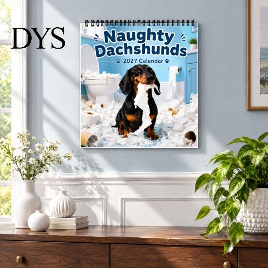 Thick Paper Activity Tracker Naughty Dachshunds Wall Calendar 2027, Funny Sausage Dog 12-Month Calendar, Hilarious Lover Gift Ideas Monthly