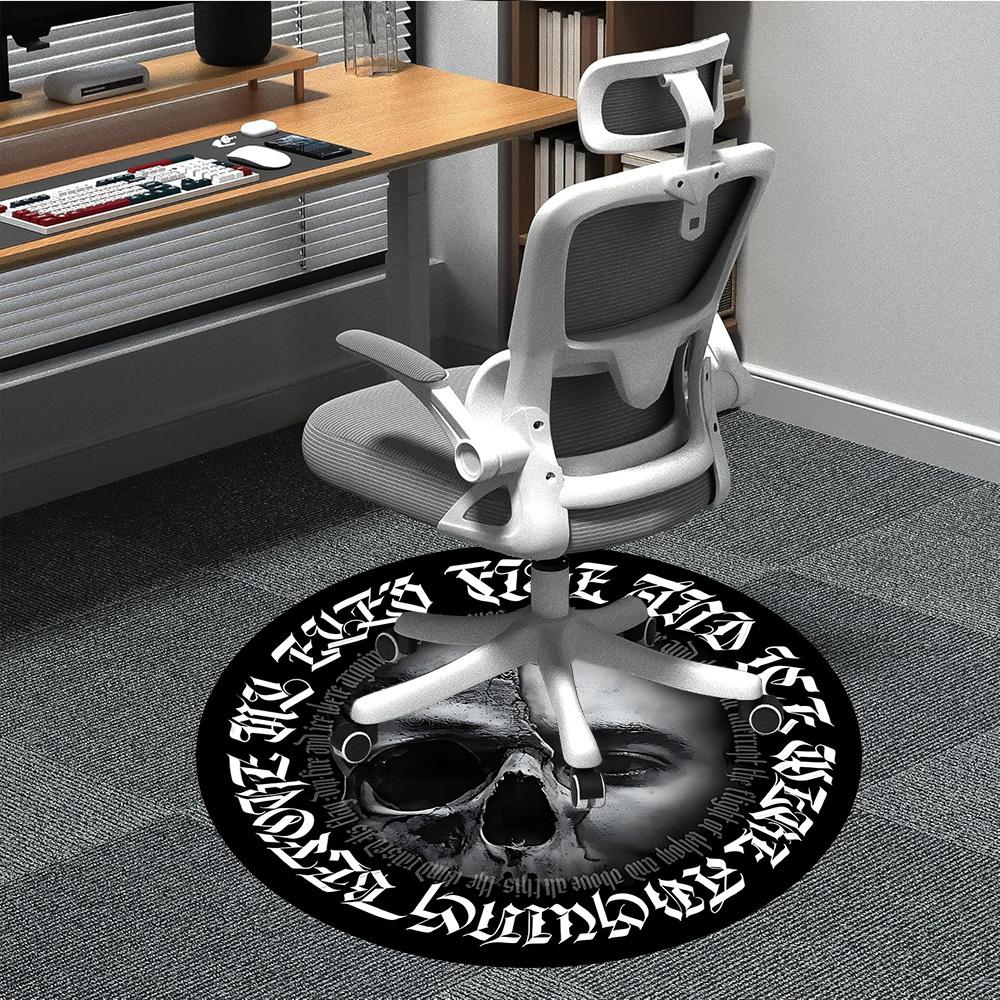 

1pc Gothic Art Print Chair Carpet for Office, Round Non Slip Durable Large Size Office Carpet, Suitable for Office 80cm