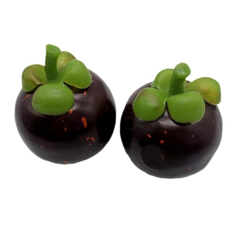 10pcs Realistic Artificial Mangosteens Simulations Fruit Model Fake Mangosteens Display Props Kitchen Parties Home Decors