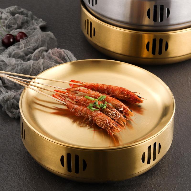 Korean 304 Stainless Steel Grill Barbecue Rack, Roast Meat Plate, Dry Pot Tray, Bar Restaurant Tableware, 1 Pc