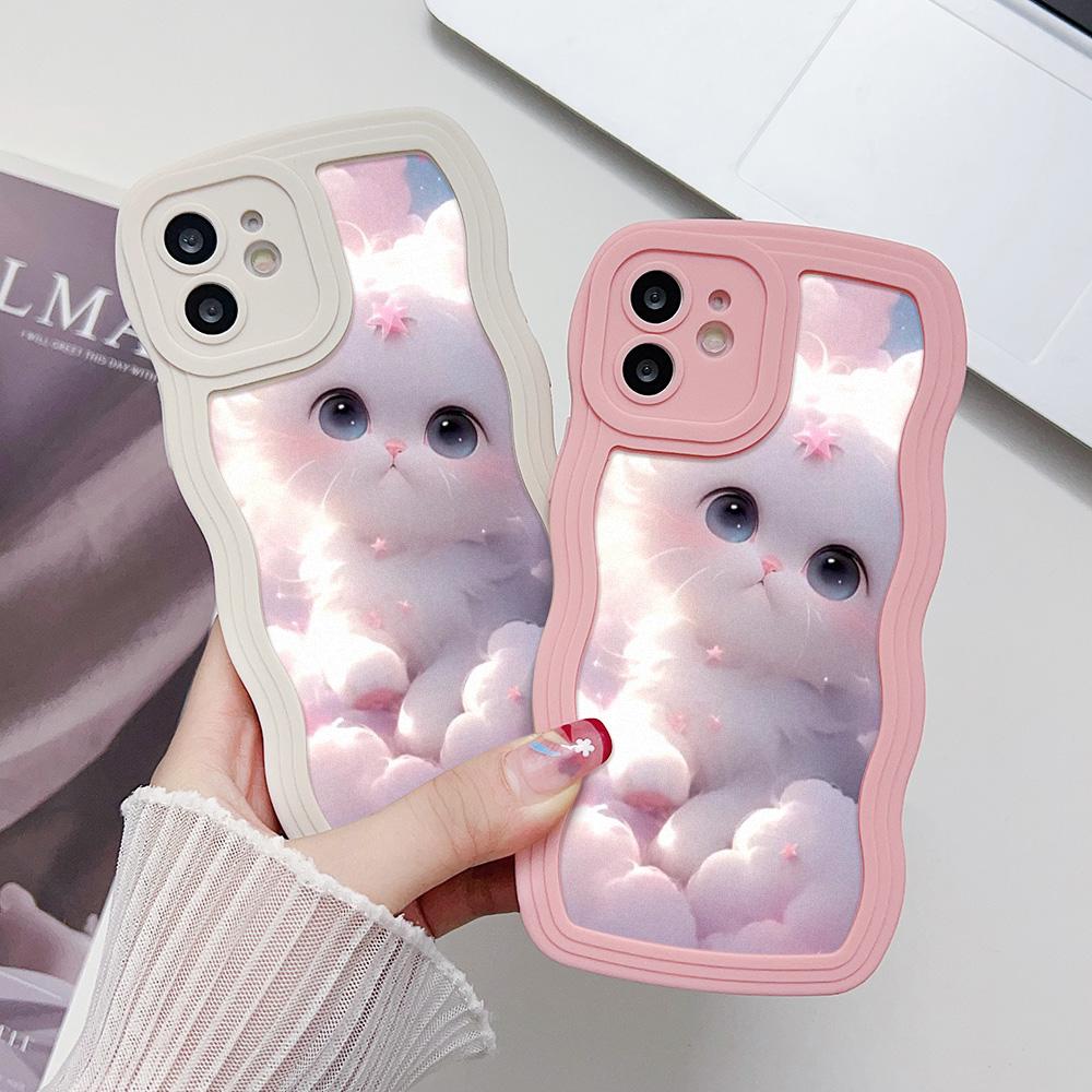 Mobile Phone Cases for iPhone 11 13 XR 15 Pro Max 12 14 Pro Max Case iPhone 16 7 Plus 8 Plus XS Max Big Wave Solid Color Cartoon Anti-drop Waterproof