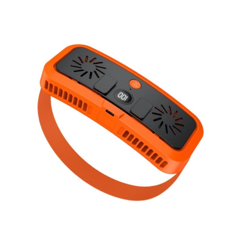 Outdoor Waist Fan Leafless Hanging Charging Lighting Function 4 Speed Mini Portable Strong Cooling Fan Camping