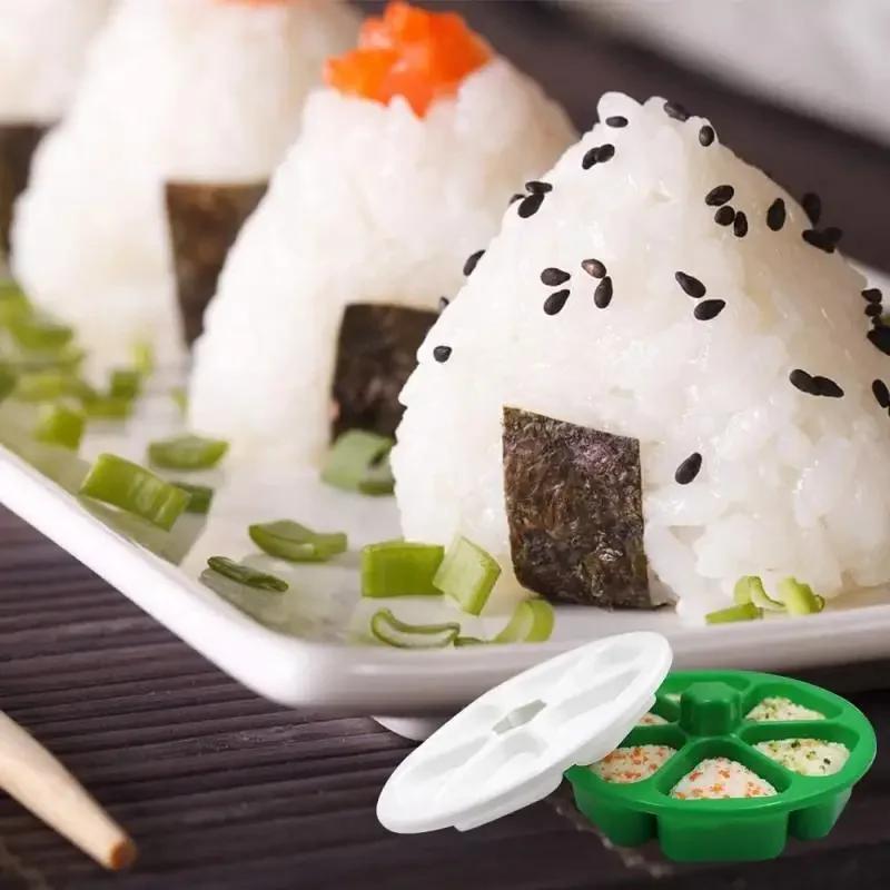 Newest 6 Grids Japanese Onigiri Maker Press Non-sticky DIY Plastic Triangular Sushi Maker Mold Japanese Kitchen Tools Bento Box