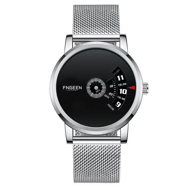 Fngeen S230 Unique Design Fashion Casual Original Wristwatch Stainless Steel Band Metal Case Quartz Men Watches for Male