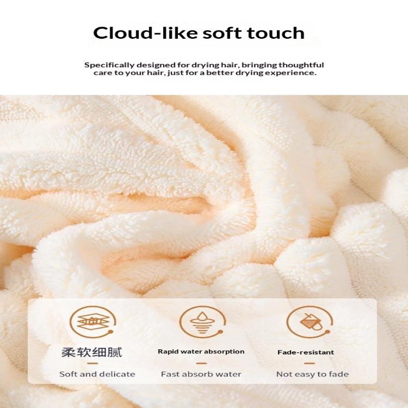 1Pc Coral Fleece Hair Drying Turban With Button Absorbent Soft Fast Drying For Wet Hair After Shower Home Use