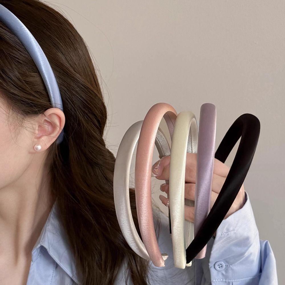 Thin Sponge Hair Band Cloth Korean Style Headwear Elegant Silk Satin Headband  Student