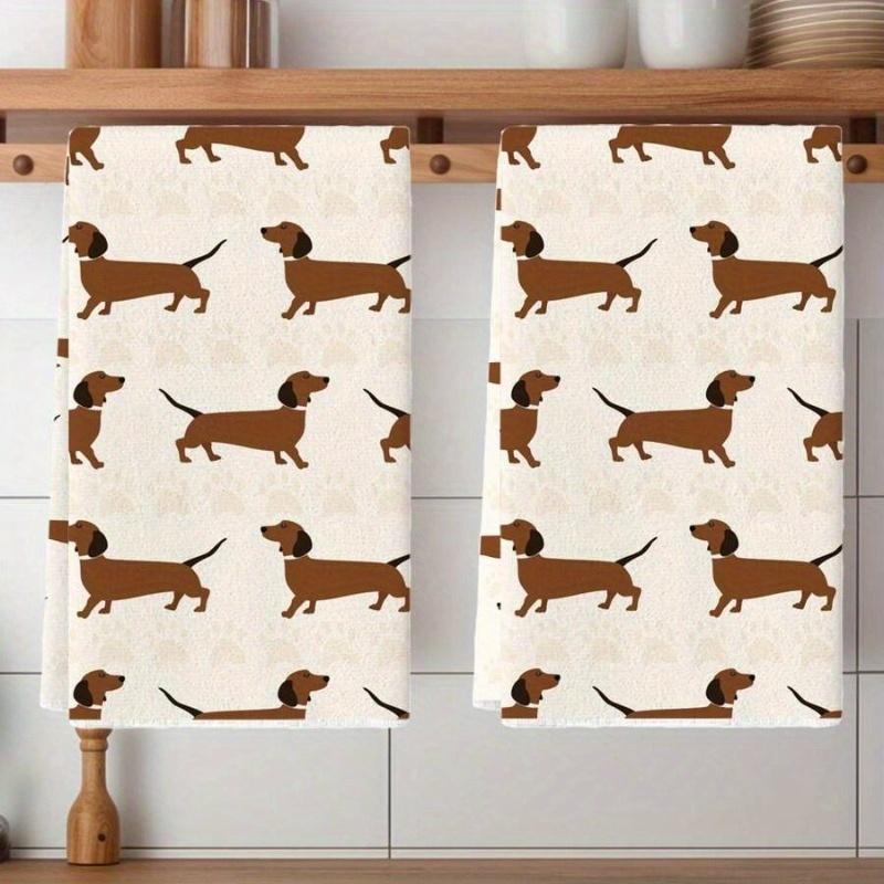 

Dachshund Kitchen Towels 40.64x60.96cm - Durable Dishcloths with Single-Sided Playful Dog Print kitchen towel microfiber cloth
